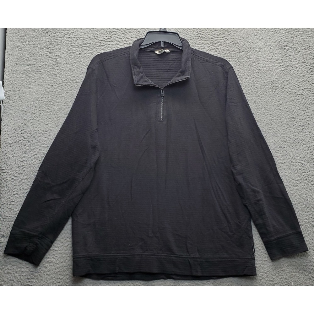 Calvin Klein Sweatshirt Men XL Black Raglan Sleeve Stretch Mock Neck Quarter Zip